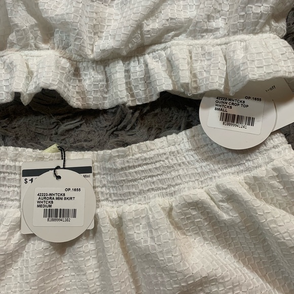 NWT Peixoto white Quinn Crop Top (sz S) & Aurora Mini Skirt (sz M) set - Picture 3 of 10